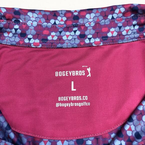 Bogey Bros Golf Polo Shirt Mens L Blue Pink Performance Whale Tail Bikini Print - Picture 2 of 9